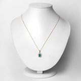 0.89 ct Genuine Zambian Emerald and White Diamond 14K Yellow Gold Pendant