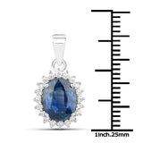 2.50 Carat Genuine Blue Sapphire and White Diamond 14K Gold Pendant