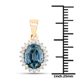 2.50 Carat Genuine Blue Sapphire and White Diamond 14K Gold Pendant