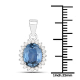 2.55 Carat Genuine Blue Sapphire and White Diamond 14K Gold Pendant