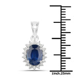 1.76 Carat Genuine Blue Sapphire and White Diamond 14K Gold Pendant