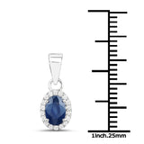 0.57 Carat Genuine Blue Sapphire and White Diamond 18K White Gold Pendant