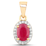 0.62 ct. Genuine Ruby and White Diamond 14K Yellow Gold Pendant