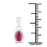 0.61 Carat Genuine Ruby and White Diamond 18K White Gold Pendant