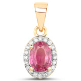 0.61 Carat Genuine Ruby and White Diamond 18K Yellow Gold Pendant