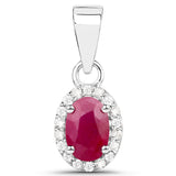 0.65 ct. Genuine Ruby and White Diamond 14K White Gold Pendant