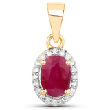 0.65 ct. Genuine Ruby and White Diamond 14K Yellow Gold Pendant