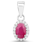 0.65 ct. Genuine Ruby and White Diamond 14K White Gold Pendant