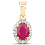 0.65 ct. Genuine Ruby and White Diamond 14K Yellow Gold Pendant