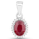 1.06 ct. Genuine Ruby and White Diamond 14K White Gold Pendant