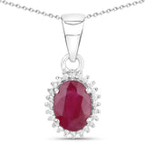 1.06 ct. Genuine Ruby and White Diamond 14K White Gold Pendant