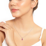 1.06 ct. Genuine Ruby and White Diamond 14K White Gold Pendant