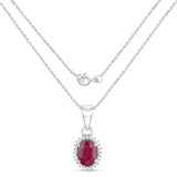 1.06 ct. Genuine Ruby and White Diamond 14K White Gold Pendant