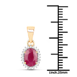0.92 Carat Genuine Ruby and White Diamond 18K Yellow Gold Pendant