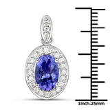 14K White Gold 3.10 Carat Genuine Tanzanite and White Diamond Pendant