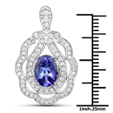 14K White Gold 1.92 Carat Genuine Tanzanite and White Diamond Pendant