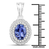 14K White Gold 2.72 ct. Genuine Tanzanite and White Diamond Pendant