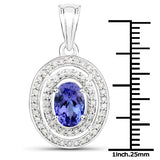 14K White Gold 2.41 ct. Genuine Tanzanite and White Diamond Pendant