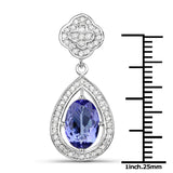 14K White Gold 2.57 ct. Genuine Tanzanite and White Diamond Pendant