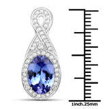 14K White Gold 2.64 ct. Genuine Tanzanite and White Diamond Pendant