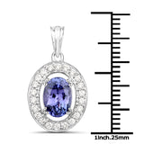 14K White Gold 2.04 ct. Genuine Tanzanite and White Diamond Pendant