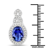 14K White Gold 2.75 ct Genuine Tanzanite White Diamond Pendant