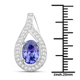 14K White Gold 2.44 ct. Genuine Tanzanite and White Diamond Pendant