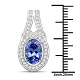 14K White Gold 2.58 Carat Genuine Tanzanite and White Diamond Pendant