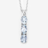 0.95 Carat Genuine Aquamarine and White Diamond .925 Sterling Silver Pendant