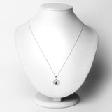 0.25 Carat Genuine Blue Sapphire and White Diamond 14K White Gold Pendant