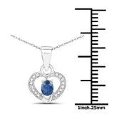 0.25 Carat Genuine Blue Sapphire and White Diamond 14K White Gold Pendant