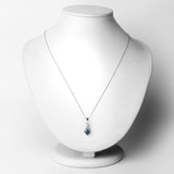 0.52 Carat Genuine Blue Sapphire and White Diamond 14K White Gold Pendant