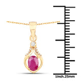 0.56 Carat Genuine Ruby and White Diamond 14K Yellow Gold Pendant