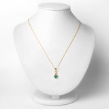 0.48 Carat Genuine Zambian Emerald and White Diamond 14K Yellow Gold Pendant