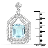 4.45 Carat Genuine Aquamarine and White Diamond 14K White Gold Pendant