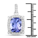 14K White Gold 3.42 ct. Genuine Tanzanite and White Diamond Pendant