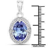 14K White Gold 5.97 Carat Genuine Tanzanite and White Diamond Pendant