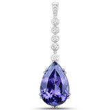 28.36 Carat Genuine Tanzanite and White Diamond 18K White Gold Pendant