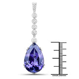 28.36 Carat Genuine Tanzanite and White Diamond 18K White Gold Pendant
