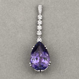 28.36 Carat Genuine Tanzanite and White Diamond 18K White Gold Pendant