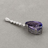 28.36 Carat Genuine Tanzanite and White Diamond 18K White Gold Pendant