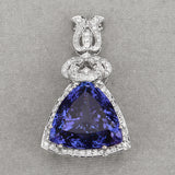 36.73 Carat Genuine Tanzanite and White Diamond 18K White Gold Pendant