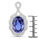 34.10 Carat Genuine Tanzanite and White Diamond 18K White Gold Pendant