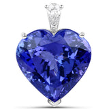35.27 Carat Genuine Tanzanite and White Diamond 18K White Gold Pendant
