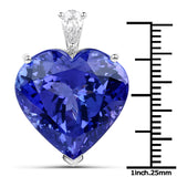 35.27 Carat Genuine Tanzanite and White Diamond 18K White Gold Pendant