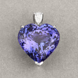 35.27 Carat Genuine Tanzanite and White Diamond 18K White Gold Pendant