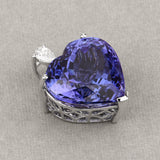 35.27 Carat Genuine Tanzanite and White Diamond 18K White Gold Pendant