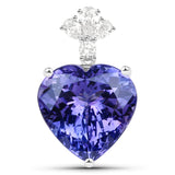19.30 Carat Genuine Tanzanite and White Diamond 18K White Gold Pendant