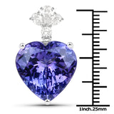 19.30 Carat Genuine Tanzanite and White Diamond 18K White Gold Pendant