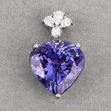19.30 Carat Genuine Tanzanite and White Diamond 18K White Gold Pendant
